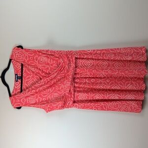 Lands' End Coral Sleeveless Faux Wrap Dress Size XLP Cotton Modal Jersey Knit